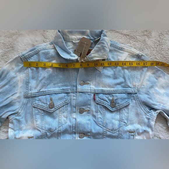 Levi's Ex-Boyfriend Denim Trucker Jacket Blue Tie Dye Light Wash Women’s Size S - Picture 13 of 14